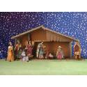 Crèche de Noël : cabane + 10 personnages de 12 cm (52x19x23cm)