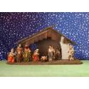 Crèche de Noël : cabane + 11 personnages de 12 cm (50x26x26cm)