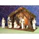 Crèche de Noël : cabane + 10 personnages de 15cm (42 X 19 X 30 Cm)