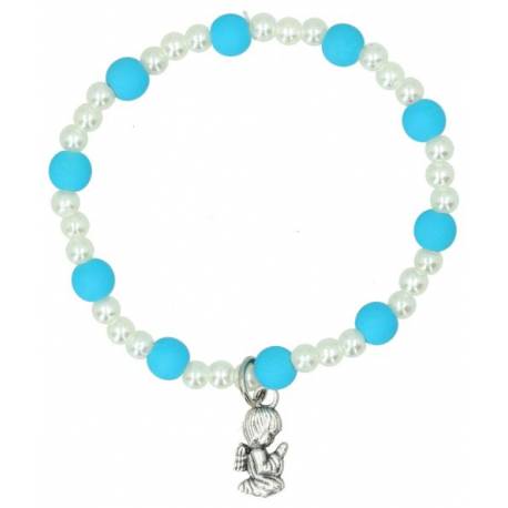 Bracelet sur élastique avec ange turquoise