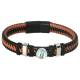 Armband leder bruin / zwart - Magnetisch slotje 