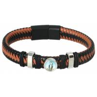 Armband leder bruin / zwart - Magnetisch slotje 