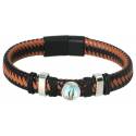 Armband leder bruin / zwart - Magnetisch slotje 