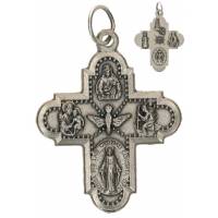 Croix Plurisaints - 26 mm - Métal argenté