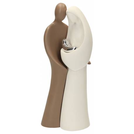 Heilige Familie in hars wit en bruin 26 cm 