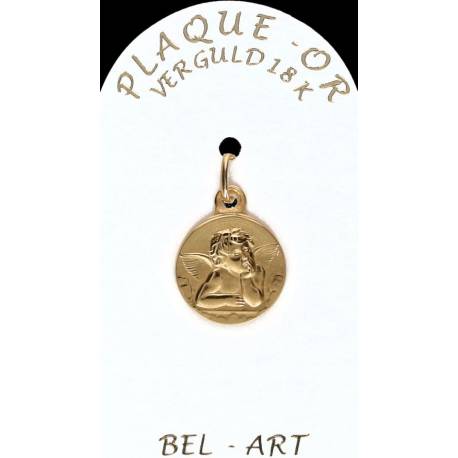 Médaille plaqué-or - Ange - 14 mm