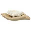 Main de Dieu avec petit ange dormant 12 x 4 cm beige