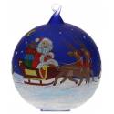 Boule De Noel Bleu Avec Pere Noel Diam 11 Cm Ass 2