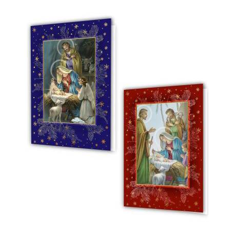 Carte double de Noël (2 modèles assortis) + Enveloppe