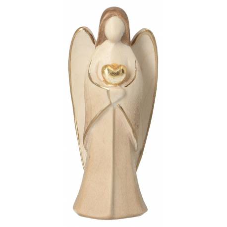 Ange avec coeur en bois sculpté 9 cm