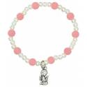 Bracelet s/élast avec ange - Rose