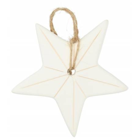 Etoile à suspendre en porcelaine blanche 7.5 x 5.5 cm
