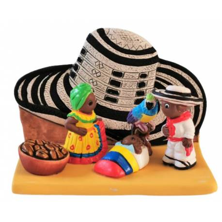 Crèche de Noël en terre cuite - "Crèche du monde" Colombie