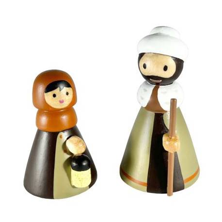 Gouden houten herders 8 cm 