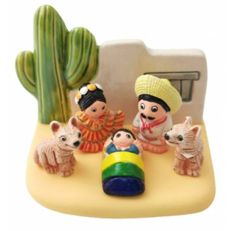 Kerststal Aardewerk - "Crèche du monde" Mexico 