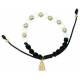 Bracelet s/cordon tressé noir + Méd. dorée Lourdes