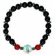Bracelet sur élastique Noir + 2 pierres de couleur - ass.