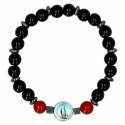 Bracelet sur élastique Noir + 2 pierres de couleur - ass.