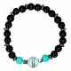 Bracelet sur élastique Noir + 2 pierres de couleur - ass.