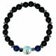 Bracelet sur élastique Noir + 2 pierres de couleur - ass.