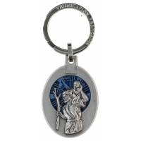 Porte-Clefs - St Christophe 45 X 32 mm - Email Bleu