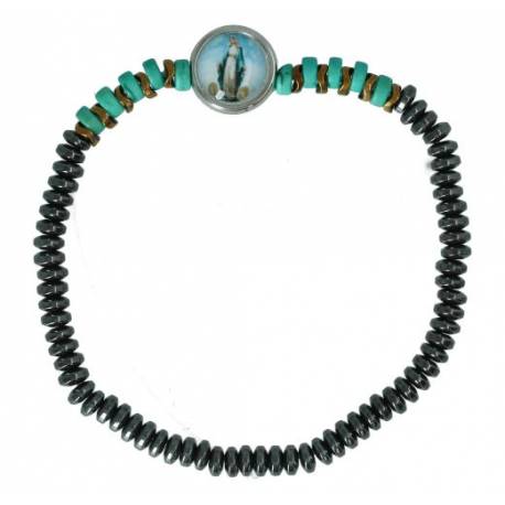 Bracelet sur élastique - Bois + hématite