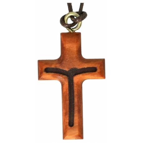 Croix s/cordon - 42 mm - Bois d'olivier