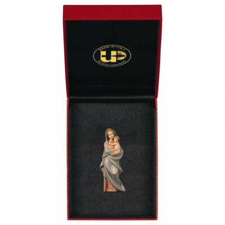 Houtsnijwerk beeld Maria modern met etui 10 cm gekleurd 