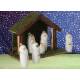 Crèche de Noël : cabane + 6 personnages de 06 cm (14.50 x 5.5 x12 Cm)