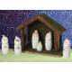 Crèche de Noël : cabane + 6 personnages de 06 cm (14.50 x 5.5 x12 Cm)