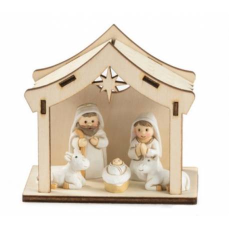 Crèche de Noël avec 5 personnages de 5 cm (10.4 X 6.4 X 9.7 cm)