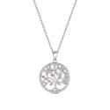 Chaine en argent rhodié avec arbre de vie avec zircons multicolores