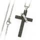 Croix avec Notre Père en latin et chaîne acier inoxydable