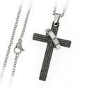 Croix avec Notre Père en latin et chaîne acier inoxydable