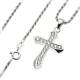 Kruisje Zilver Met Zirkonen 30Mm + Ketting 