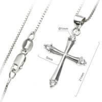 Kruisje in zilver 21 mm met ketting 