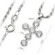 Kruisje 18 mm zilver + zirkonen en ketting 