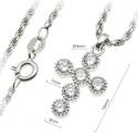 Kruisje 18 mm zilver + zirkonen en ketting 