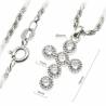 Kruisje 18 mm zilver + zirkonen en ketting 