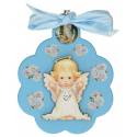 Kader / Wieg - Bloem / OLV biddend - 7 X 9 cm - Blauw 