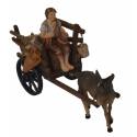 Ezel met kar en herder - H 7 x 12 x 6 cm 