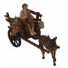 Ezel met kar en herder - H 7 x 12 x 6 cm 