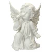Engel knielend met duif Ht 17 cm 