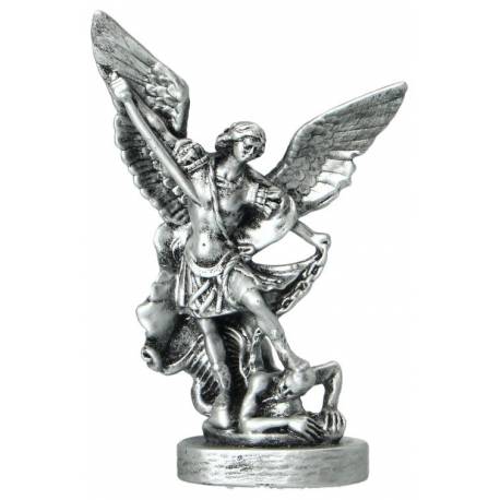 Statue 12 cm - Albâtre argenté - St Michel