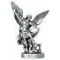 Statue 12 cm - Albâtre argenté - St Michel