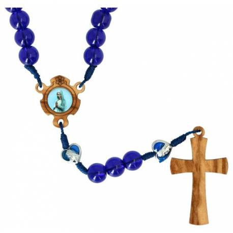 Chapelet sur corde Perles bleues 8 mm