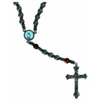 Chapelet s/élastique hématite Vierge priante