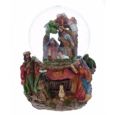 Boule De Neige Nativite + Mus. H 18cm