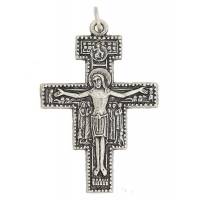 Croix St Damien - 50 mm - Métal argenté