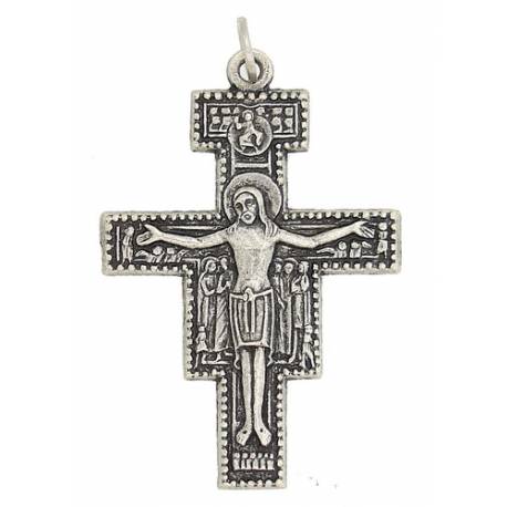 Croix St Damien - 50 mm - Métal argenté